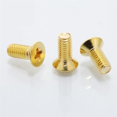 M3 M4 Vít đầu phẳng bằng thép không gỉ Sắt mạ điện Chữ thập vàng Vít đầu chìm